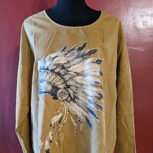 Plus size Indian head Native American Shirt /Blouse